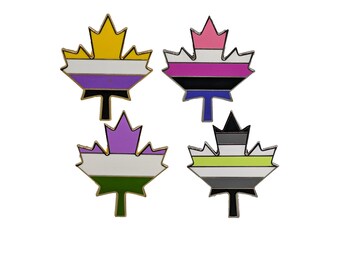 Nonbinary Genderqueer Genderfluid or Agender Pride Flag Canadian Maple Leaf Hard Enamel Pin LGBTQ+ Flag Canada | Pride Jewelry