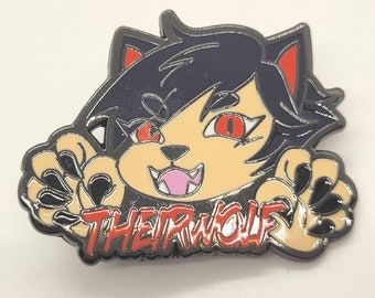 Theirwolf Nonbinary Werewolf Enamel Pin for Genderfluid They Them Pronoun Users in Pink or Black