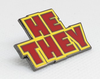 He They Pronoun Pin | Masc Nonbinary Multi-Gender Fluid Enamel Pronoun Button