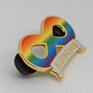 Ausome Autism Pride Spectrum Infinity Symbol Gold Hard Enamel Pin Autism Acceptance Neurodivergent Pride Actually Autistic or Ally 画像 2