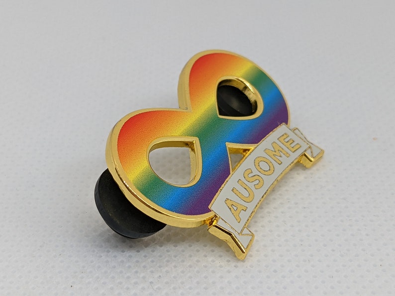 Ausome Autism Pride Spectrum Infinity Symbol Gold Hard Enamel Pin Autism Acceptance Neurodivergent Pride Actually Autistic or Ally 画像 2