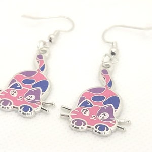 Calico Cat Earrings: Bi Pride Flag LGBTQ+ Jewelry