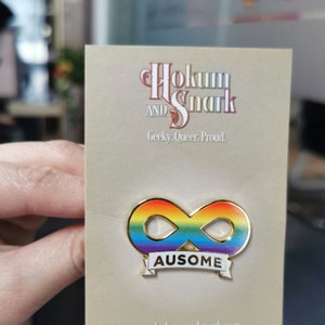 Ausome Autism Pride Spectrum Infinity Symbol Gold Hard Enamel Pin Autism Acceptance Neurodivergent Pride Actually Autistic or Ally 画像 5