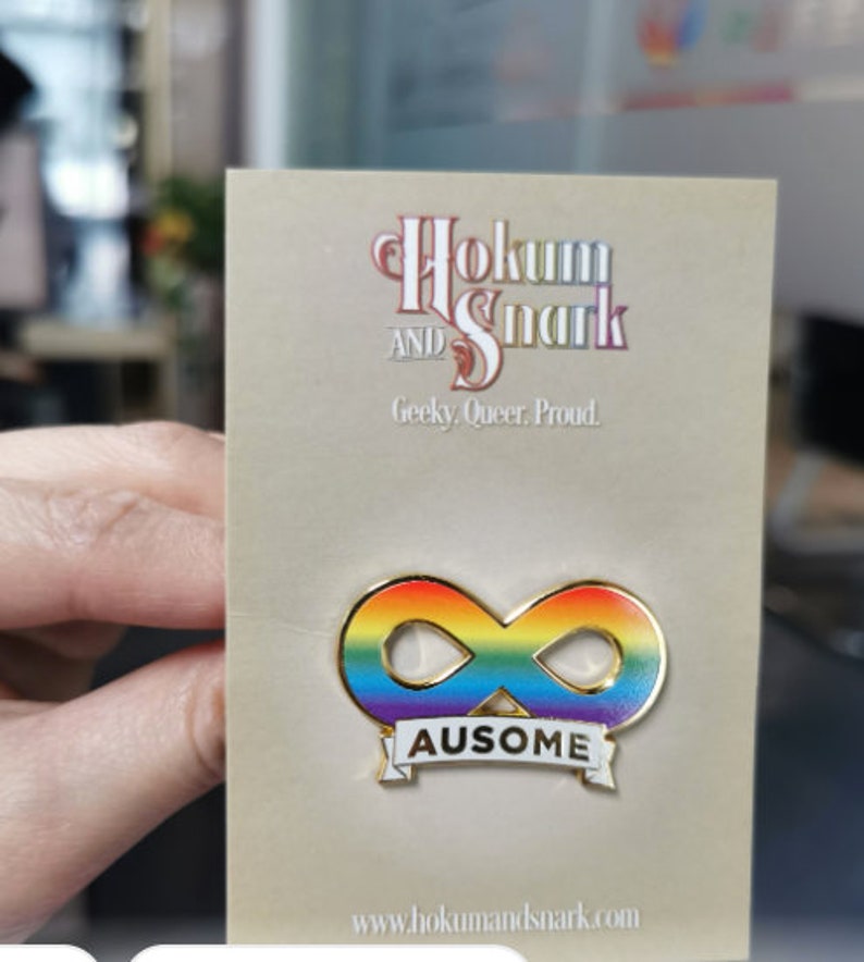 Ausome Autism Pride Spectrum Infinity Symbol Gold Hard Enamel Pin Autism Acceptance Neurodivergent Pride Actually Autistic or Ally 画像 5