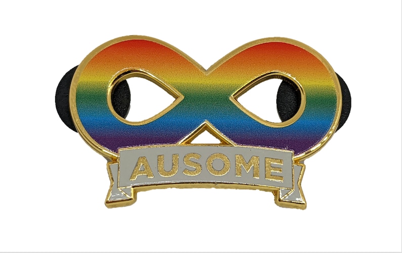 Ausome Autism Pride Spectrum Infinity Symbol Gold Hard Enamel Pin Autism Acceptance Neurodivergent Pride Actually Autistic or Ally 画像 1