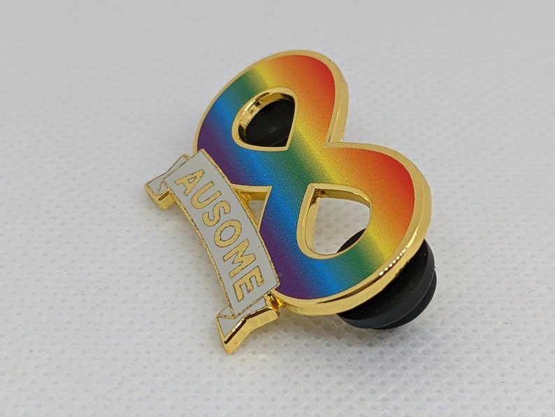 Ausome Autism Pride Spectrum Infinity Symbol Gold Hard Enamel Pin Autism Acceptance Neurodivergent Pride Actually Autistic or Ally 画像 3