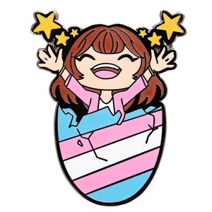 Trans Pride Egg Mode Femme Gender Euphoria Kawaii Chibi Style Enamel Pin