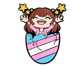 Trans Pride Egg Mode Femme Gender Euphoria Kawaii Chibi Style Enamel Pin