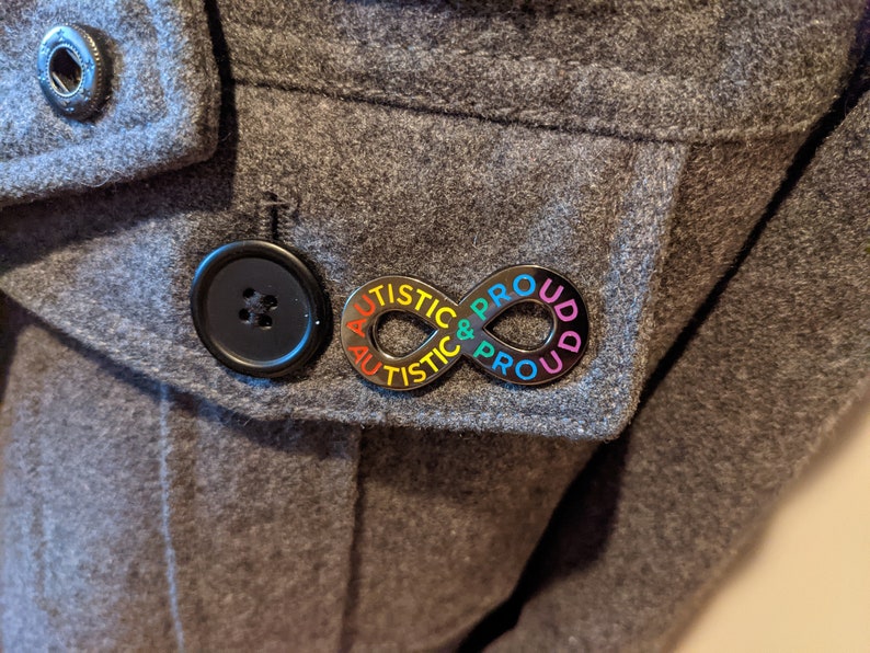 Autistic Pride 1.5 Inch Infinity Gold Enamel Pin Brooch Autism Neurodiversity