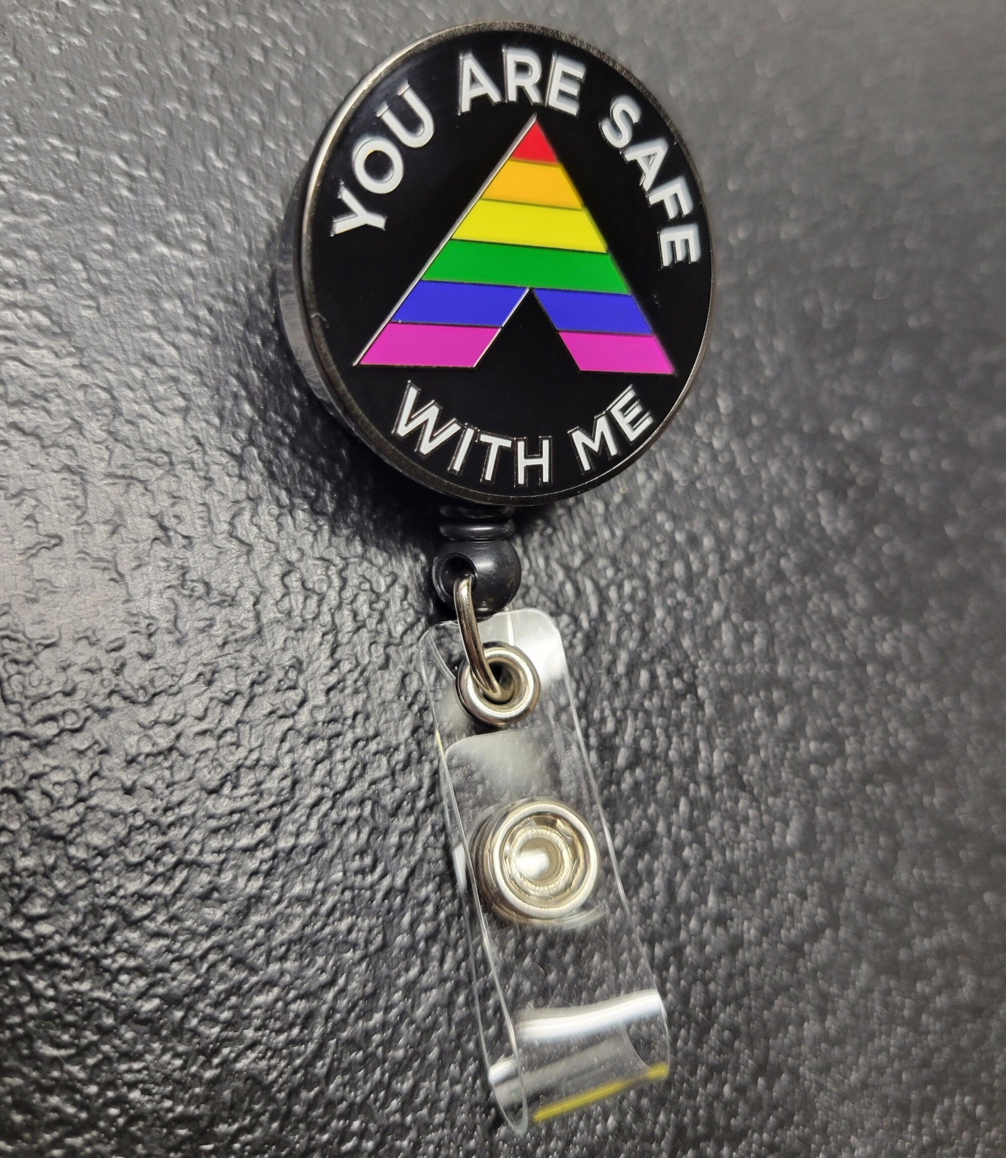You are Safe with Me Badge Reel | Safe Space | LGBTQ Ally Enamel Badge  Holder