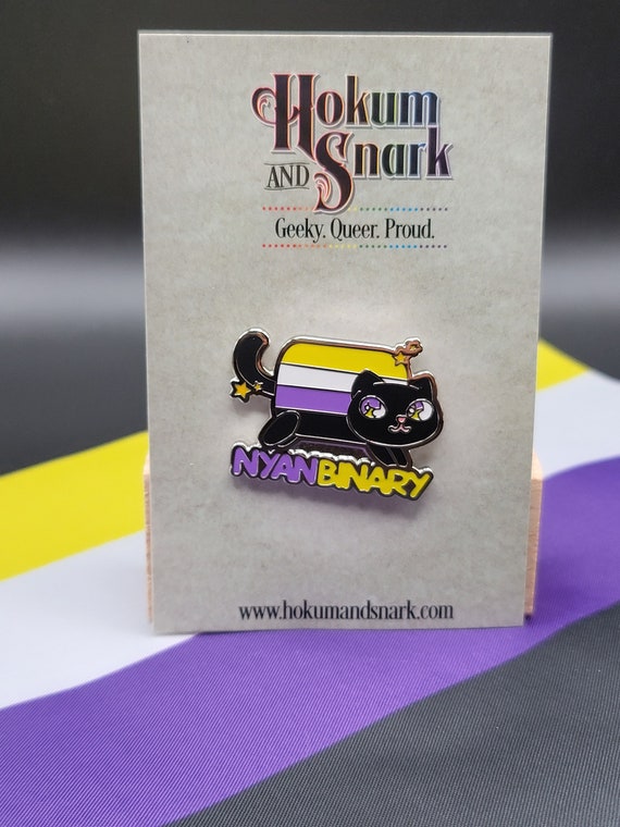 Nonbinary Pride Nyanbinary Nyan Cat Pun Kawaii Chibi Style & LGBTQ