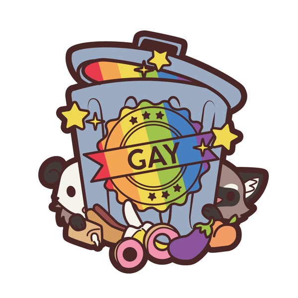 PREORDER: SHIPS 06/01/2024 Gay Trash Panda Enamel Lapel Pin | Certified Gay Raccoon and Possum Rainbow Pride Pin