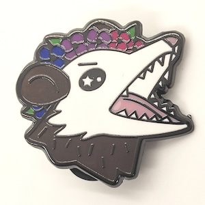 Bisexual Pride Opossum Enamel Pin: Flower Crown LGBTQ Shouty Pin