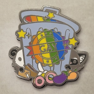 Gay Trash Panda Enamel Pin: LGBTQ Pride Raccoon & Possum