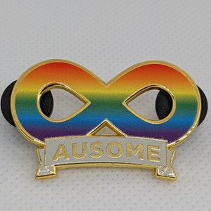 Ausome Autism Pride Spectrum Infinity Symbol Gold Hard Enamel Pin Autism Acceptance Neurodivergent Pride Actually Autistic or Ally 画像 6