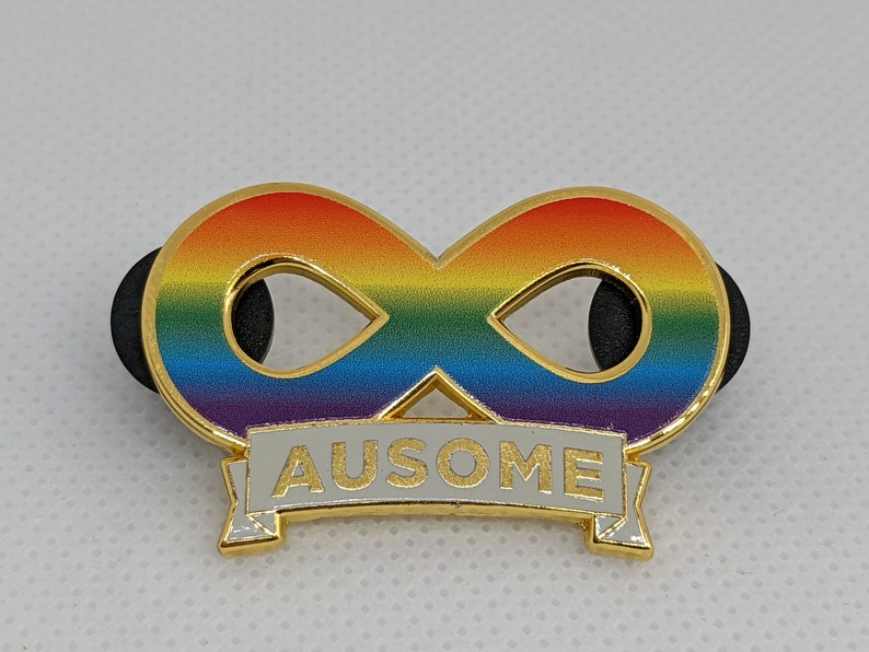 Ausome Autism Pride Spectrum Infinity Symbol Gold Hard Enamel Pin Autism Acceptance Neurodivergent Pride Actually Autistic or Ally 画像 6