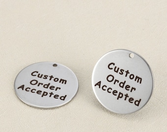 Custom Jewelry Tags Engraved Jewelry Tags Stainless Steel Disc Logo Disc Personalized Disc Charm DC02 0.71 inch 18 MM