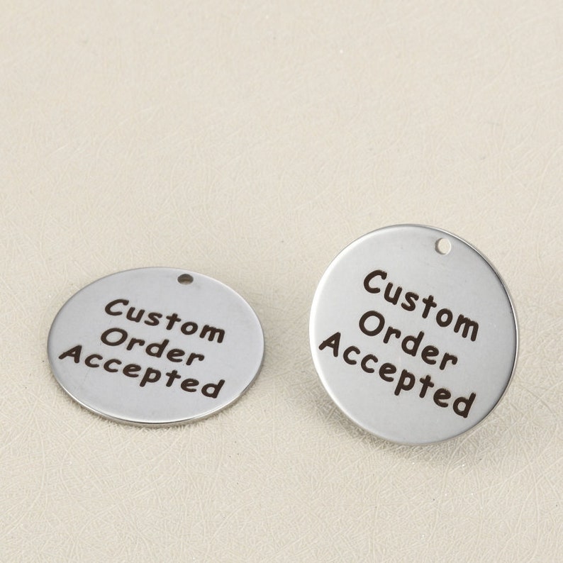 Custom Jewelry Tags Engraved Jewelry Tags Stainless Steel Disc Logo Disc Personalized Disc Charm DC01 1 inch  25 MM