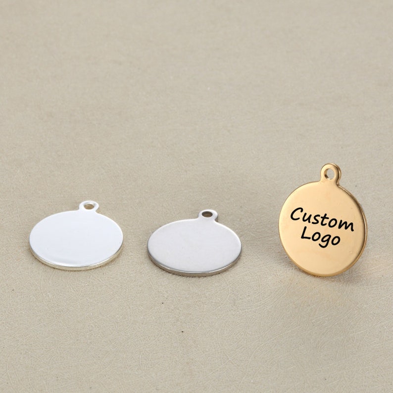 Custom Jewelry Tags Engraved Jewelry Tags Stainless Steel Disc Logo Disc Personalized Disc Charm DC02 0.71 inch 18 MM