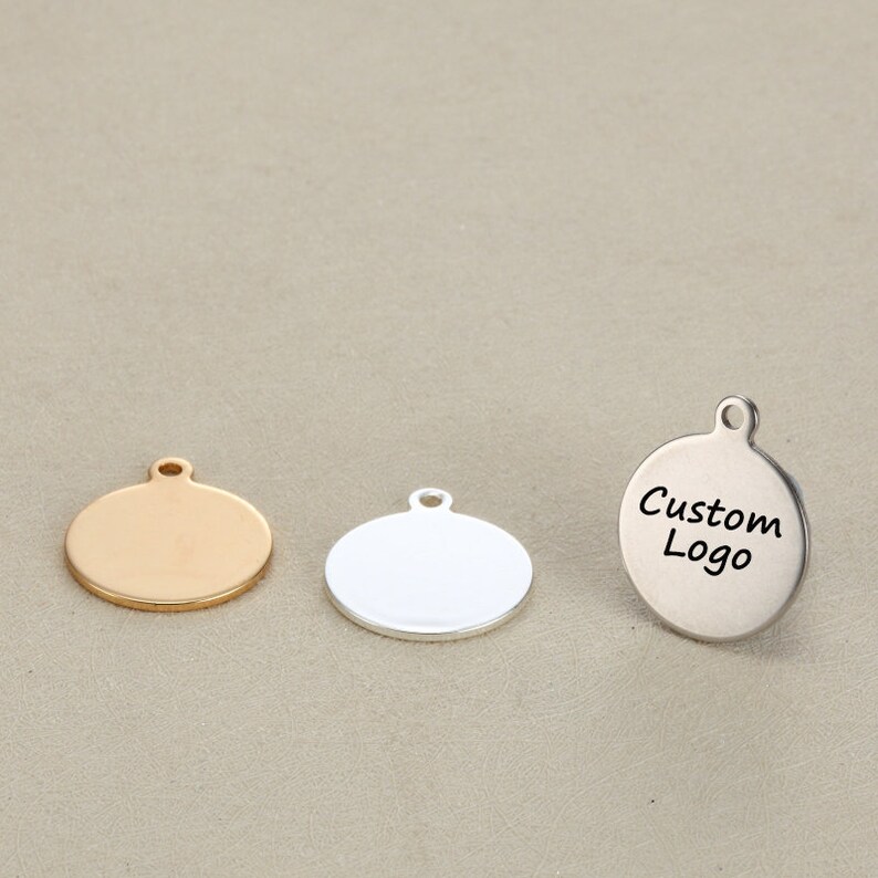 Custom Jewelry Tags Engraved Jewelry Tags Stainless Steel Disc Logo Disc Personalized Disc Charm DC02 0.71 inch 18 MM