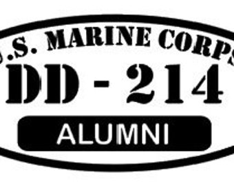 DD-214 Alumni Decal with Branch of Service, Army, Navy, Air Force, Marines, Coast Guard