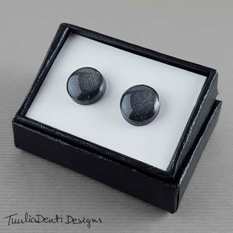 mens earrings 10mm black stud earrings hypoallergenic stud earrings Charcoal black stud earrings
