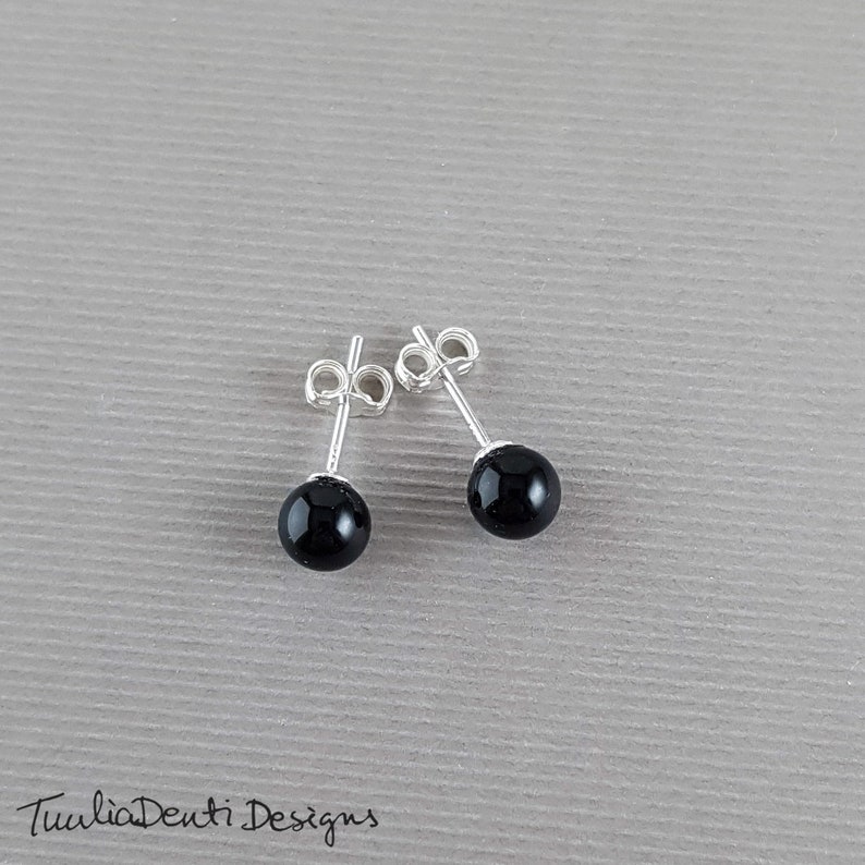 Black onyx stud earrings mens earrings sterling silver Etsy