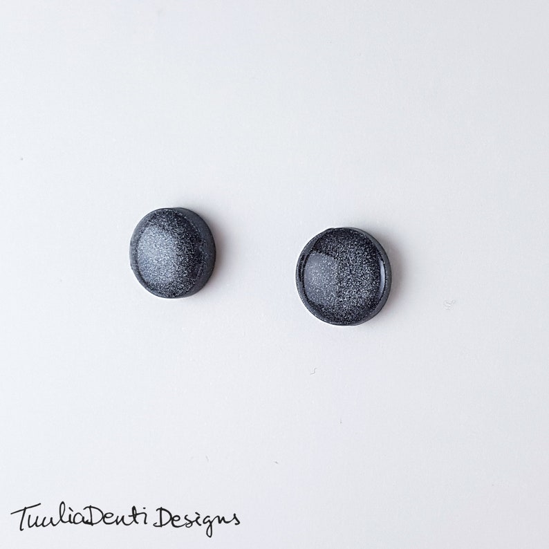 mens earrings 10mm black stud earrings hypoallergenic stud earrings Charcoal black stud earrings