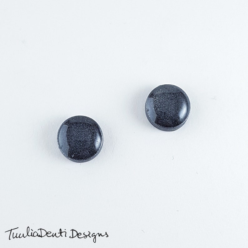 mens earrings 10mm black stud earrings hypoallergenic stud earrings Charcoal black stud earrings
