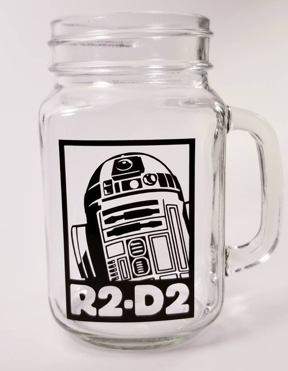 R2D2 Glass/ R2D2/ Star Wars/ Mason Jar Drinking Glass/ Tea Etsy