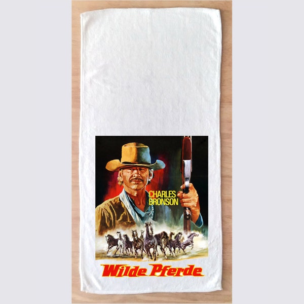 Tea Towel 611-017 Microfiber Towel With Vintage Image, Trash Movie Poster, Cowboys, Horses, Wild West, Wilde Pferde, Charles Bronson