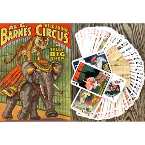 VINTAGE CIRCUS  Playing Cards (Poker Deck 54 Cards All Different) Vintage Circus with Funny Animals, Gymnast, Performers, Clowns 652-003