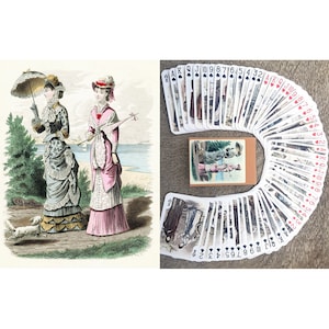 VICTORIAN FASHION Playing Cards (Poker Deck 54 Cards All Different) Vintage Edwardian  Lady Haute  651-067