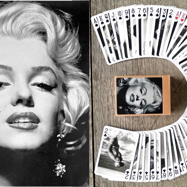 MARILYN MONROE Cartes à jouer (Poker Deck 54 Cartes Toutes Différentes) vintage Rétro Rare Photos Jeune Marilyn Monroe 651-102