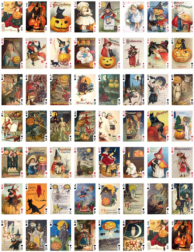 HALLOWEEN Playing Cards poker Deck 54 Cards All Different - Etsy