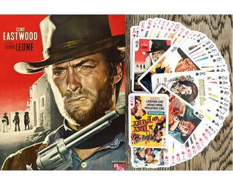 SPAGHETTI WESTERN Playing Cards (Poker Deck 54 Cards All Different) Vintage Movie Poster, Wild West Illustrations 651-010