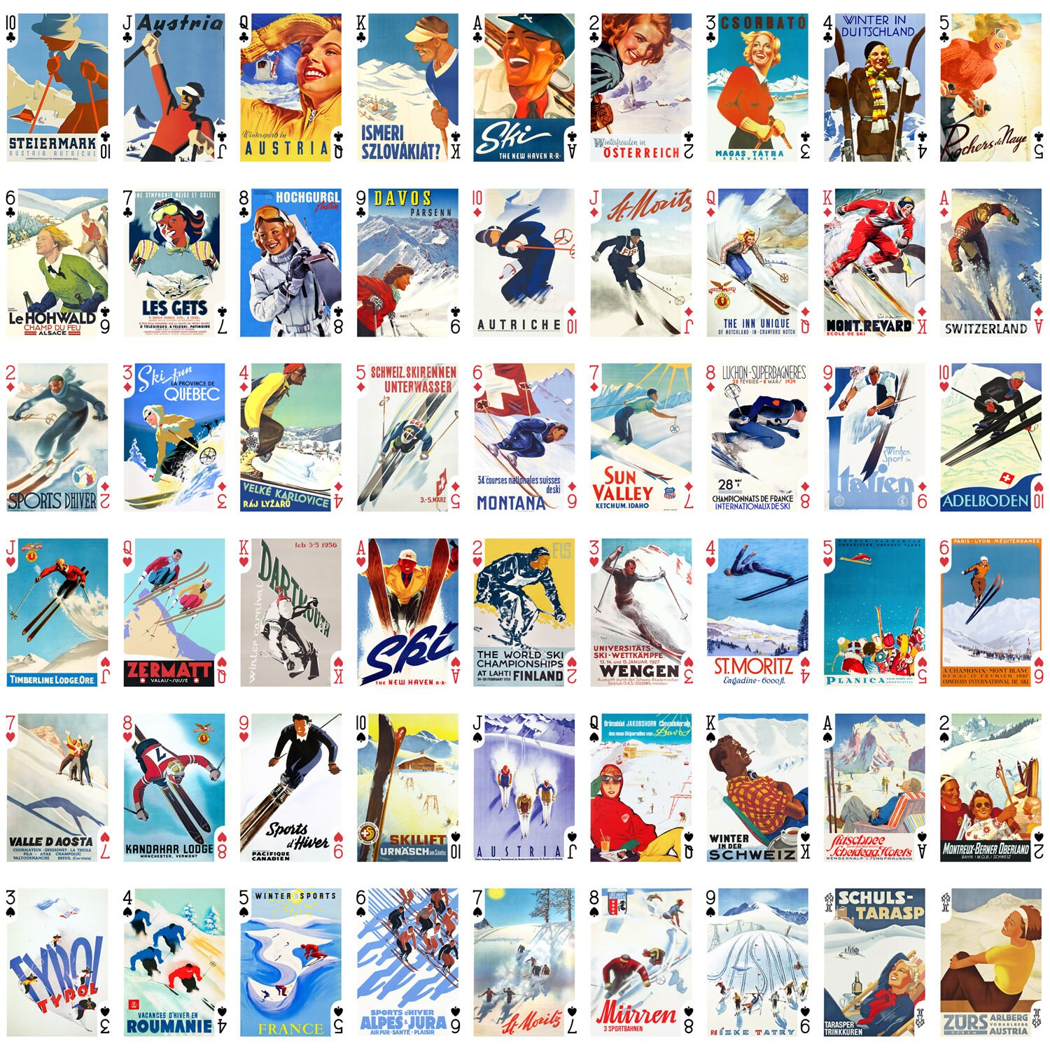 WINTER SKI SPORT Playing Cards poker Deck 54 Cards Etsy UK