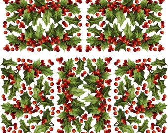 GARLAND CHRISTMAS DECORATIONS Large Vinyl Stickers (over 100 stickers)  Vintage Realistic looking Holly, Mistletoe / Waterproof Decals 050