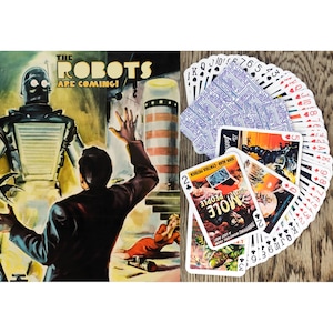 SCI FI Playing Cards (Poker Deck 54 Cards All Different) Vintage Movie Poster, Sci Fi, Trash, Aliens, Robots, Space Illustrations 651-011