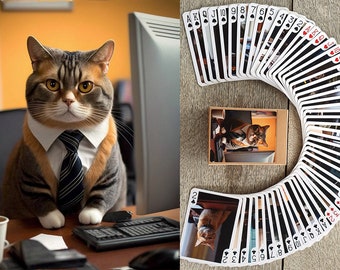 OFFICE CATS Playing Cards (Poker Deck 54 Cards All Different) Funny Office Cats in Different Roles Accountants Receptionist Managers 652-135