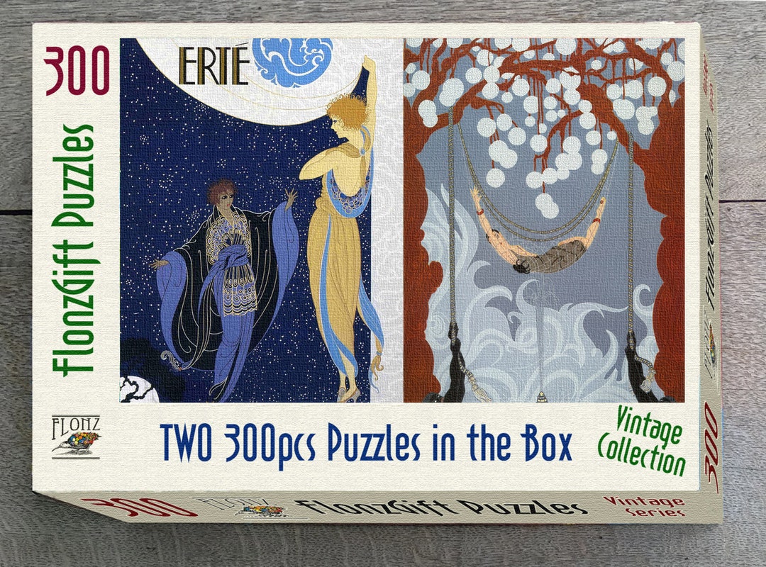 ART DECO Erte Puzzle 2 Jigsaw Puzzles in a Box Vintage Etsy