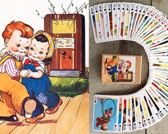 FUNNY CARTOONS Playing Cards (Poker Deck 54 Cards All Different) Vintage Funny Happy Cartoon Life Scenes 652-141