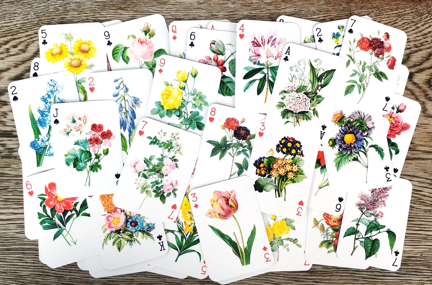 FLOWERS & ROSES Playing Cards poker Deck 54 Cards All Etsy