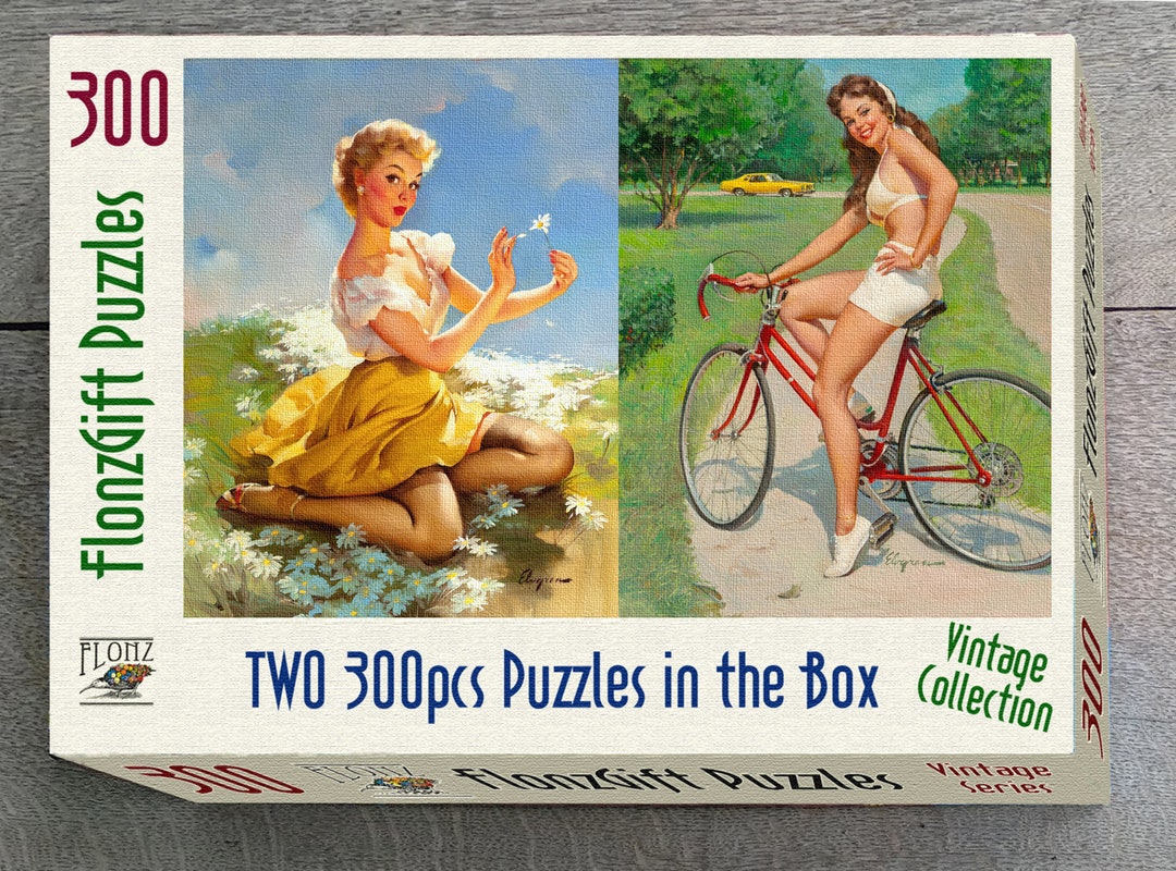 PINUP Girls Puzzle 2 Jigsaw Puzzles in a Box Vintage Etsy
