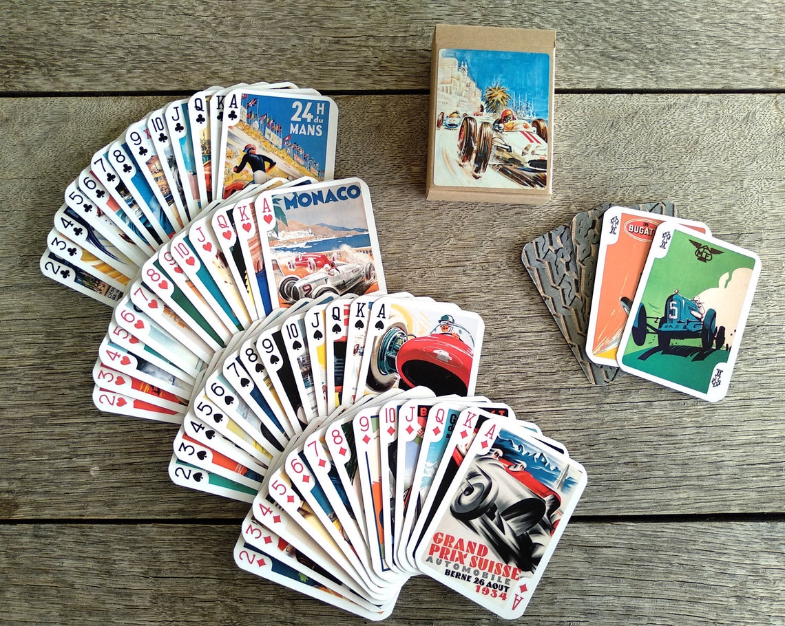RETRO RACING CARS Playing Cards poker Deck 54 Cards All Etsy Norway