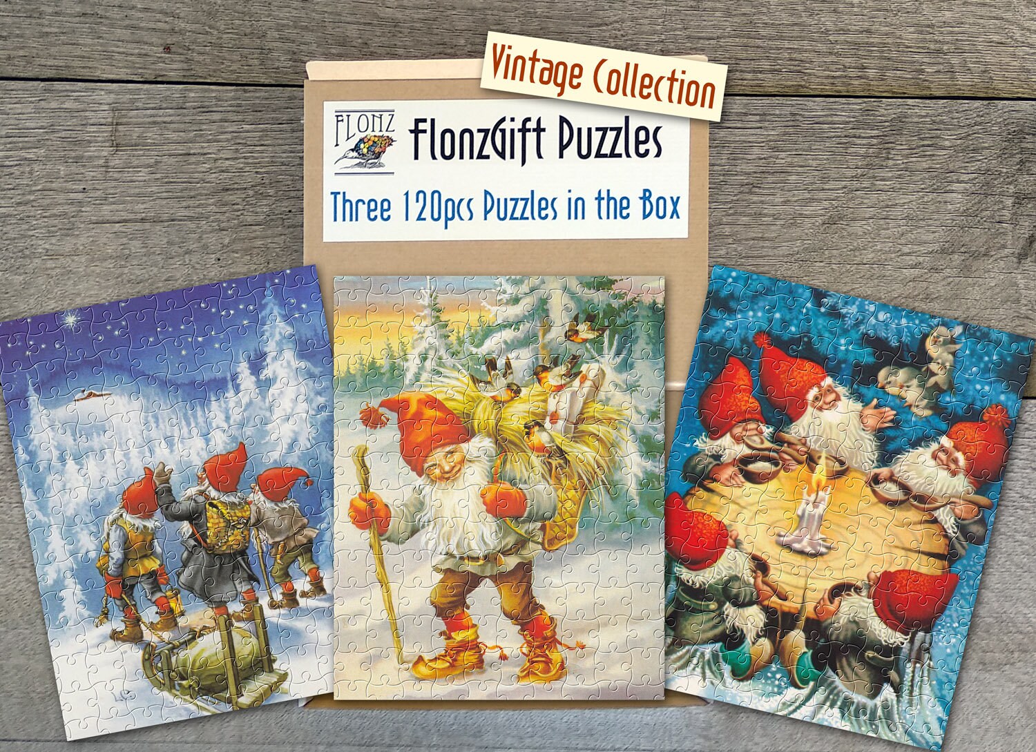 CHRISTMAS GNOMES Puzzle 3 Rompecabezas en una Caja Imágenes Etsy España