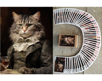 VICTORIAN CATS Playing Cards (Poker Deck 54 Cards All Different) Handsome Cats in Victorian Suits and Top Hats Cute Edwardian 651-155