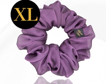 Voluminöser XL Scrunchie "Dusty Lilac" | Großes Stoff Haargummi aus Chiffon in Staublila | Haaraccesssoire aus zartem Stoff