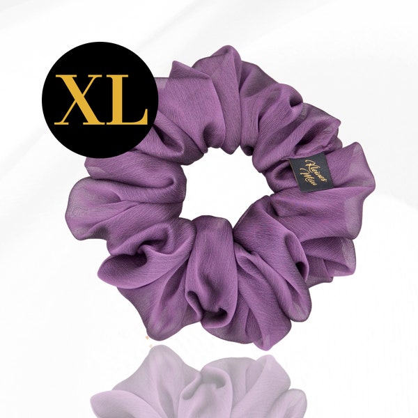 Voluminöser XL Scrunchie "Dusty Lilac" | Großes Stoff Haargummi aus Chiffon in Staublila | Haaraccesssoire aus zartem Stoff