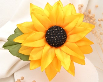 Sunflower for hair | Flower hair clip "Sunflower" handmade satin flower